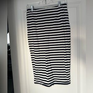 J.Crew Navy and White Striped Cotton Pencil Skirt
